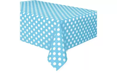 Plastový party ubrus modrý s puntíky 137 x 214 cm