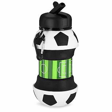 Spokey CORT Skládací silikonová láhev, 520 ml, fotbalový míč