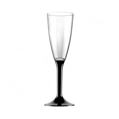 Sklenky na sekt šampusky s podstavcem černé - 4 ks