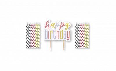 Set svíček Glitz - rosegold Happy birthday 13ks