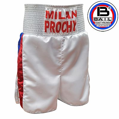 Boxerské trenky BAIL PROFI, 15 cm pas, česká vlajka, Satén