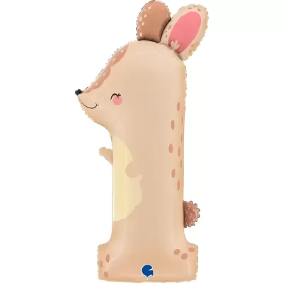 Foliová číslice Puppyloons 1 králíček 97 cm
