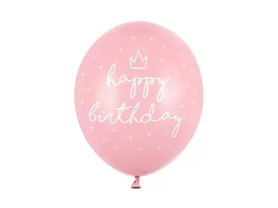 Latexové balonky Happy Birthday světle růžové 30 cm - 6 ks