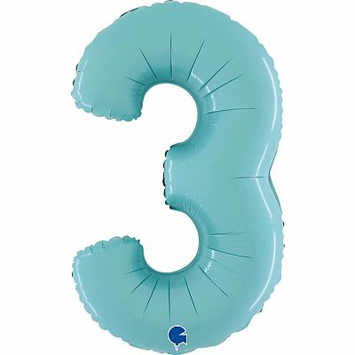Foliová číslice pastelově modrá 3 - 66 cm