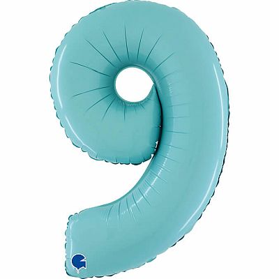Foliová číslice pastelově modrá 9 - 66 cm