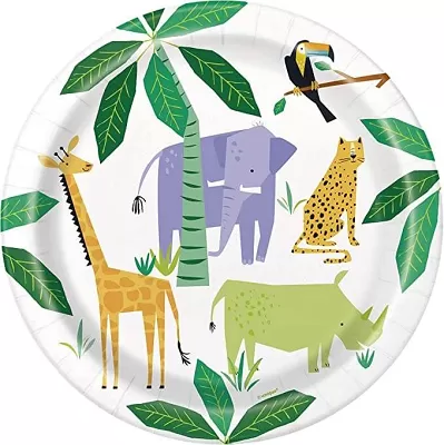 Papírové talíře Safari zvířátka 24 cm - 8 ks