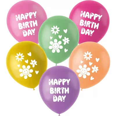 Latexové balónky boho Happy Birthday  6 ks