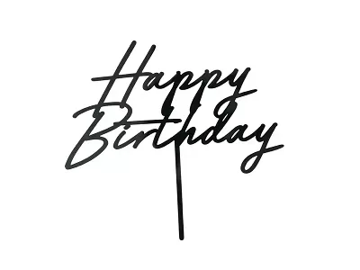 Zápich na dort Happy birthday černý