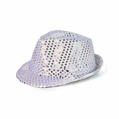 Disco klobouk stříbrný s LED světlem