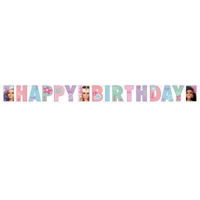 Papírový baner panenky Barbie - Happy Birthday