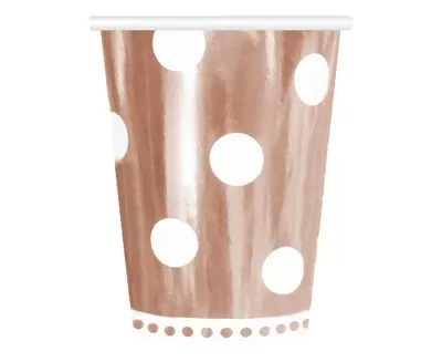 EKO papírové kelímky rosegold puntíky 6 ks
