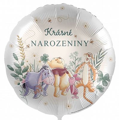 Fóliový balónek Krásné narozeniny Medvídek Pú a přátelé CZ - 43 cm