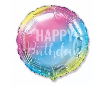 Foliový balonek barevný Happy Birthday holografický 48 cm