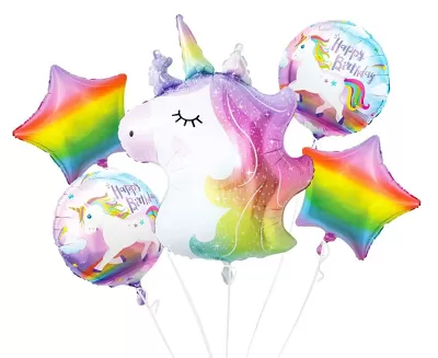 Sada foliových balonků duhový Jednorožec - 5 ks