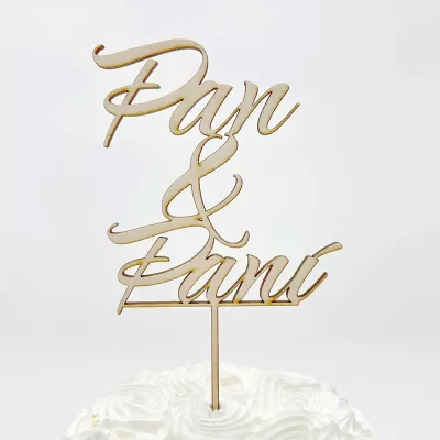 Dřevěný zápich na dort Pan a Paní
