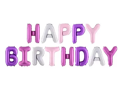 Foliový nápis HAPPY BIRTHDAY v růžové ombre barvě 340 x 35 cm