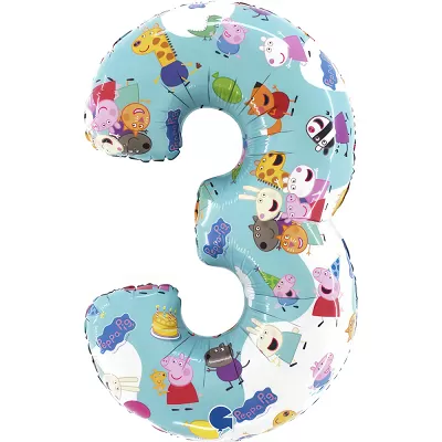 Foliová číslice 3 - Prasátko Peppa 66cm