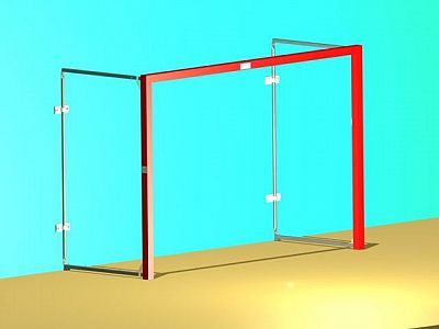 Branka na házenou 2x3 m (ZN), sklopné držáky sítě k instalaci na stěnu