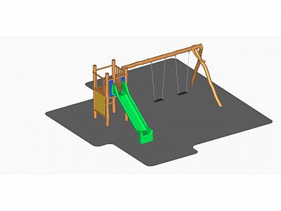 DHA10 - Skluzavková věž s houpačkami, varianta 2 (v pádu do 1.4 m)