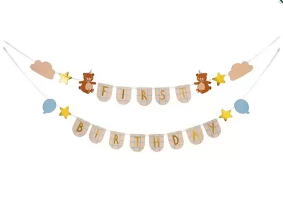 Závěsný baner First Birthday - 1. narozeniny Medvídek