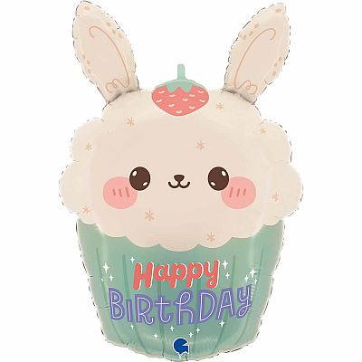 Foliový balonek Happy Birthday Bunny Cupcake 61 cm