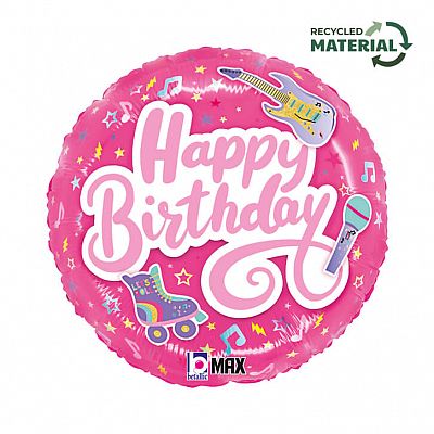 Foliový balonek kulatý Happy Birthday hudba 46 cm