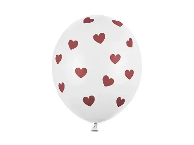 Latexový balonek bílý se srdíčky 30 cm