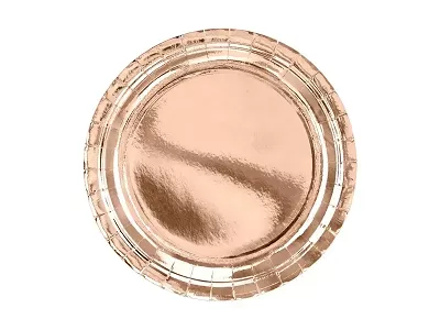 Papírové talíře metalické rose gold 23 cm - 6 ks