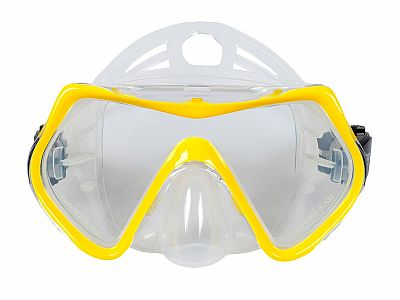 Šnorchlovací set 3 v 1, ŹLUTÝ, L/XL, ploutve 42-47, šnorchl, maska