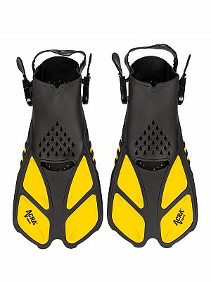 Šnorchlovací set 3 v 1, ŽLUTÝ, S/M, ploutve 36-41, maska, šnorchl