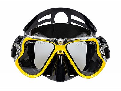 Šnorchlovací set 3 v 1, ŽLUTÝ, L/XL, ploutve 42-47, maska, šnorchl