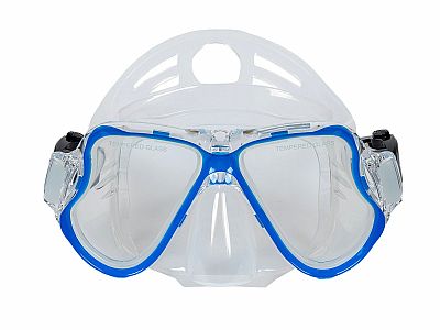 Šnorchlovací set 3 v 1, MODRÝ/TRANSPARENTNÍ, S/M, ploutve 36-41, maska, šnorchl