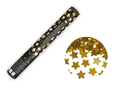 Vystřelovací konfety zlaté hvězdy - 40 cm