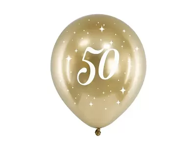 Latexové balonky metalické zlaté 50. narozeniny - 6 ks