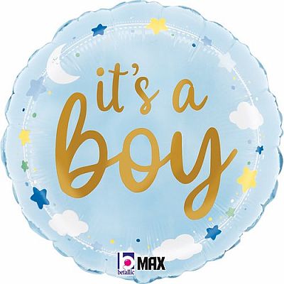 Fóliový balonek kruh It's a boy - mráčky