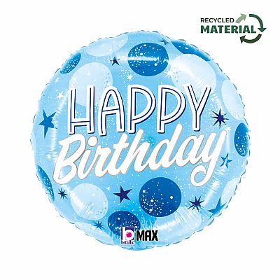 Foliový balonek kulatý Happy Birthday modrý 46 cm
