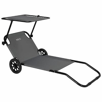 Plážové lehátko se stínítkem NILS Camp NC3307 šedé