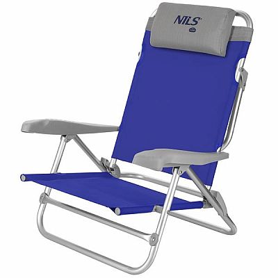 Skládací kempingové křeslo NILS Camp NC3502 šedé/modré