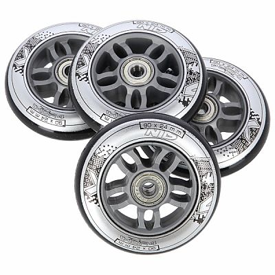 Sada černých PU koleček 84x24 + ložiska ABEC9 NILS Extreme