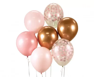 Balonkový buket Chrome Růžovo-měděný - 7 ks