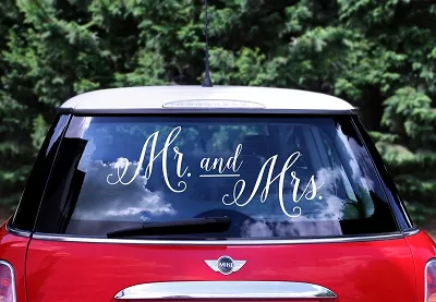 Nalepovací nápis na auto - Mr and Mrs