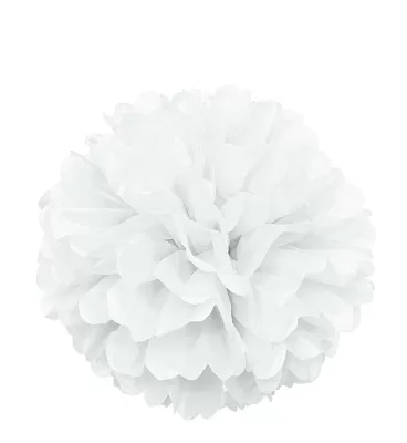 Dekorační závěsný pom pom bílý, 40cm