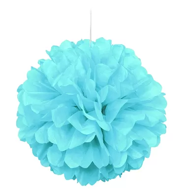 Dekorační závěsný pom pom pudrově modrý, 40cm