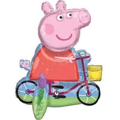 Stojící balonek Prasátko Peppa na kole 55 x 45 cm
