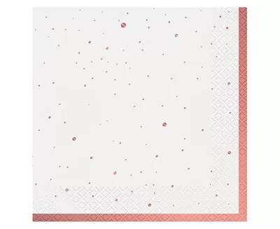 Papírové ubrousky bílé s tečkami rosegold 20 ks - 33 x 33 cm