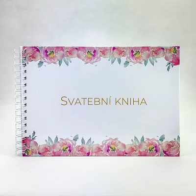 Svatební kniha hostů - růžové květiny