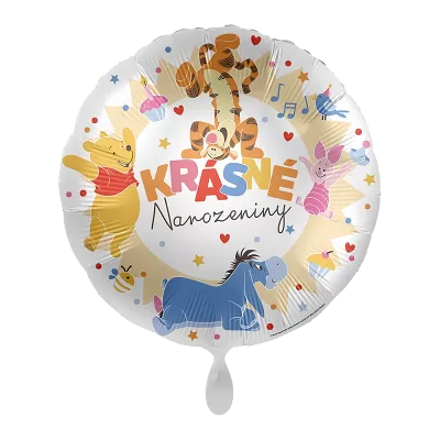 Fóliový balónek Medvídek Pú, Krásné Narozeniny CZ - 43 cm