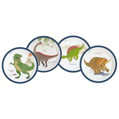 Papírové talířky Happy Dino 23 cm - 8 ks