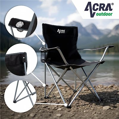 Skládací křeslo Acra černé s obalem