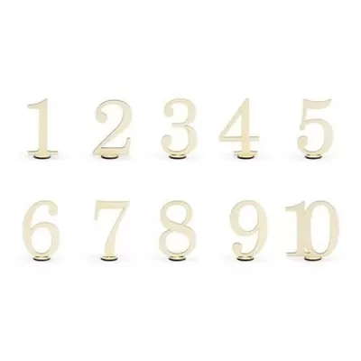 Dekorační dřevěné číslice na stůl 10 ks